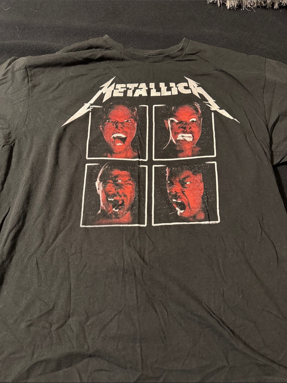 Black & Red Graphic Band Tee